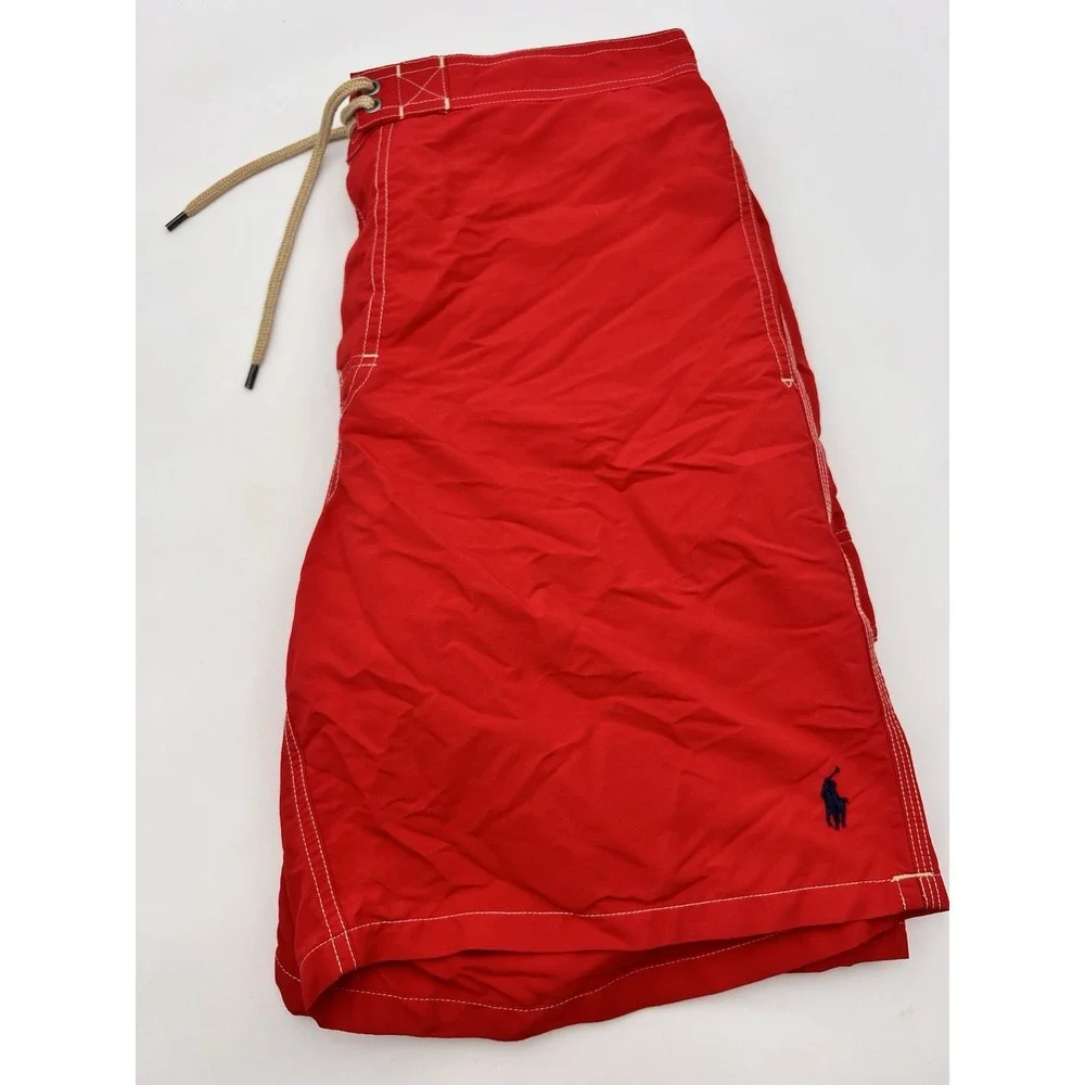 Polo Ralph Lauren Swim Trunks Men‎ L Traveler Red Cargo Mesh Lined Board Short